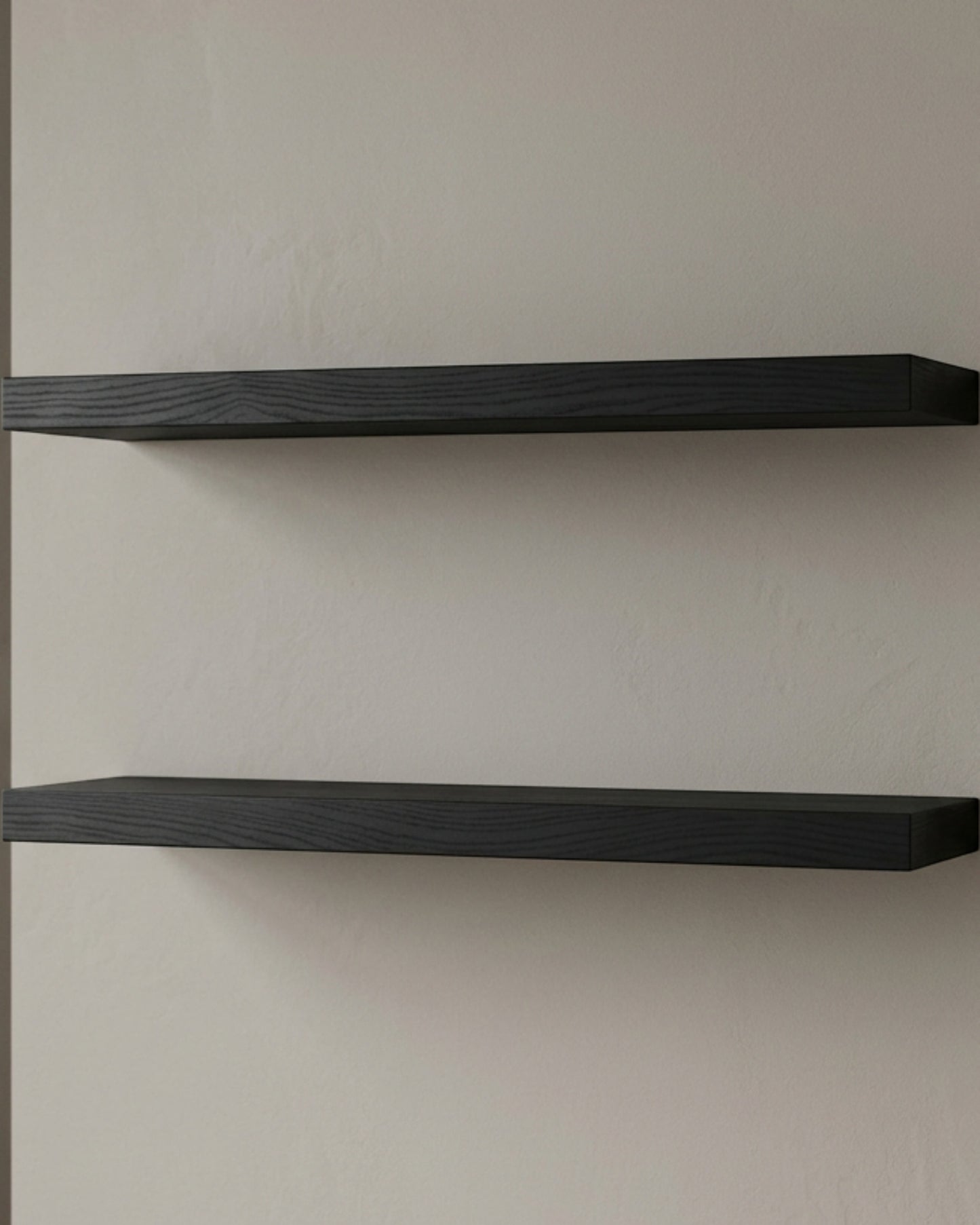 Quiey Black-Wax Ash Wall Shelves 45 × 15 cm Set of 2 - Lifestyle view