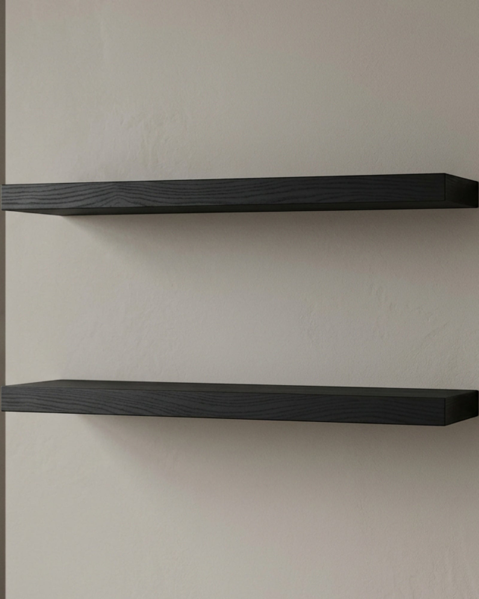 Quiey Black-Wax Ash Wall Shelves 45 × 15 cm Set of 2 - Lifestyle view