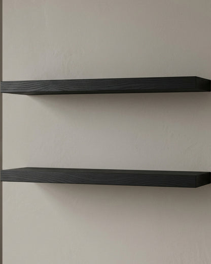 Quiey Black-Wax Ash Wall Shelves 45 × 15 cm Set of 2 - Lifestyle view