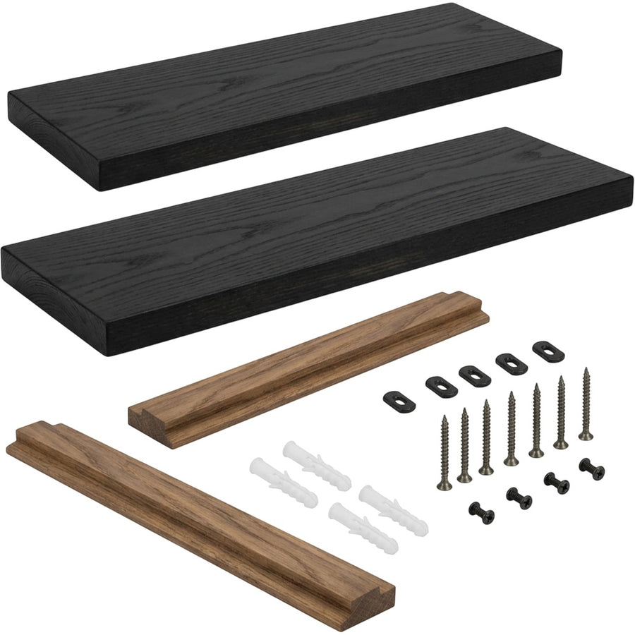 Quiey Black-Wax Ash Wall Shelves 45 × 15 cm Set of 2