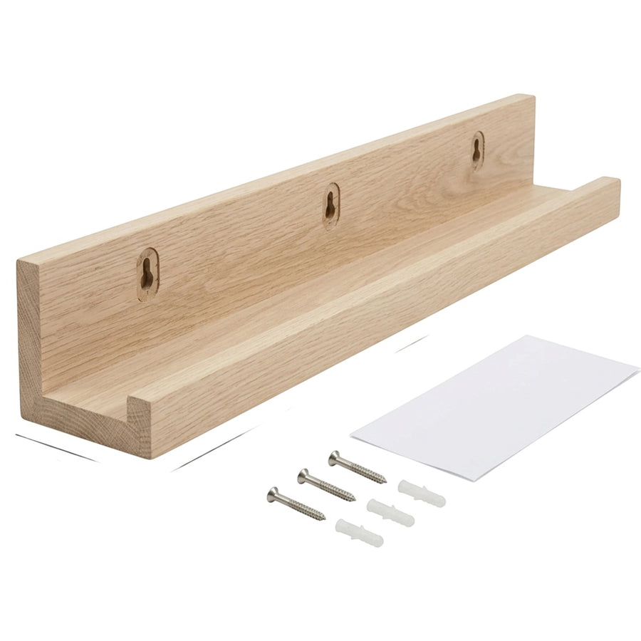 Quiey White Oak Picture Ledge 90 × 10 cm Raised Front Lip